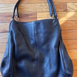 Elegant Black Leather Tote Bag